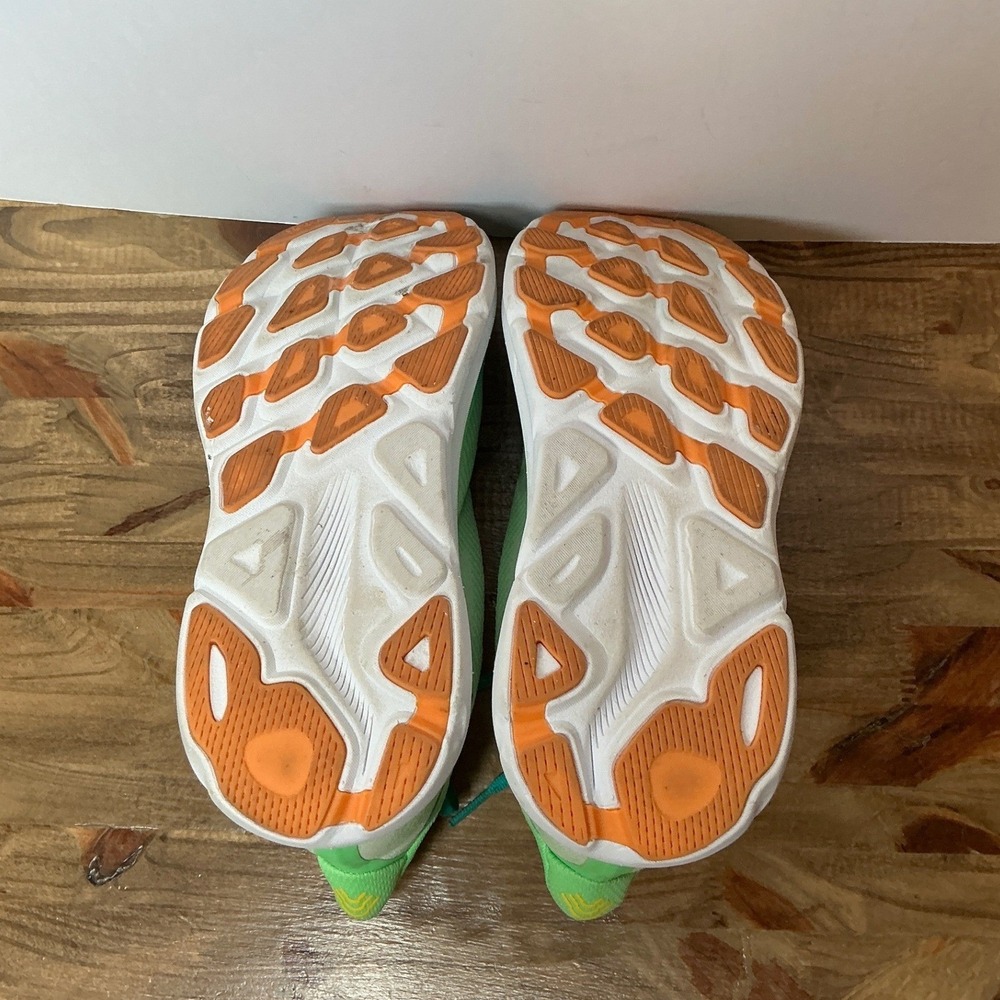 HOKA Clifton 9 Women Running Shoes Size 7D Wide Green Lime Orange 1132210 ZLGL - Picture 6 of 8